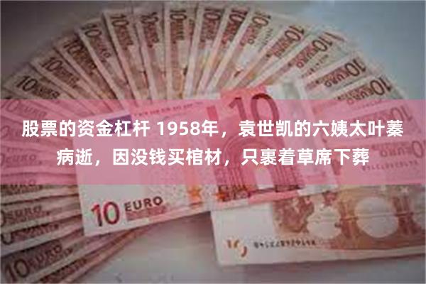 股票的资金杠杆 1958年，袁世凯的六姨太叶蓁病逝，因没钱买棺材，只裹着草席下葬